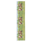 Bay Pinto Paint Quarter Pferde im Sommer Weide Kurzer Tischläufer (Vorderseite)