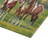 Bay Pinto Paint Quarter Pferde im Sommer Weide Schneidebrett (Ecke)