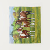 Bay Pinto Paint Quarter Pferde im Sommer Weide Wandteppich (Vorderseite)