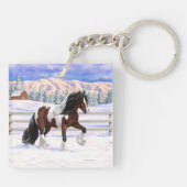 Bay Pinto Sinti und Roma Vanner Pferdefüsse im Sch Schlüsselanhänger (Rückseite)