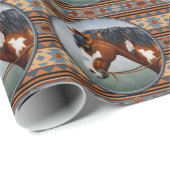 Bay Pinto War Horse Südwestdesign Geschenkpapier (Rolleneckpunkt)