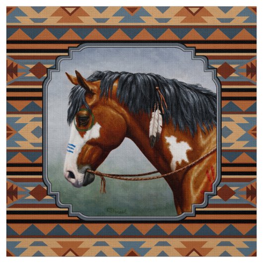 Bay Pinto War Horse Südwestdesign Stoff (Muster)