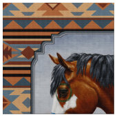 Bay Pinto War Horse Südwestdesign Stoff (Nahaufnahme)