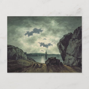 Bay Scene in Moonlight, 1787 (w/c über Bleistift a Postkarte