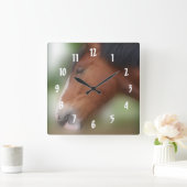 Bay Shire Draft Horse Face Quadratische Wanduhr (Zuhause)