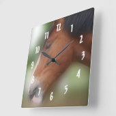 Bay Shire Draft Horse Face Quadratische Wanduhr (Winkel)