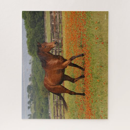 Bay Thoroughbred Horn Walking Blume Puzzle (Vertikal)