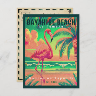 Bayahibe Beach DR. Retro Flamingos Souvenir 1950s Postkarte