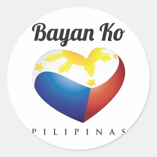 Bayan Ko Pilipinas, Heart Flag Round Sticker (Vorderseite)