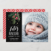 Bayas Rojas | Feliz Navidad Feiertagskarte (Vorne/Hinten)