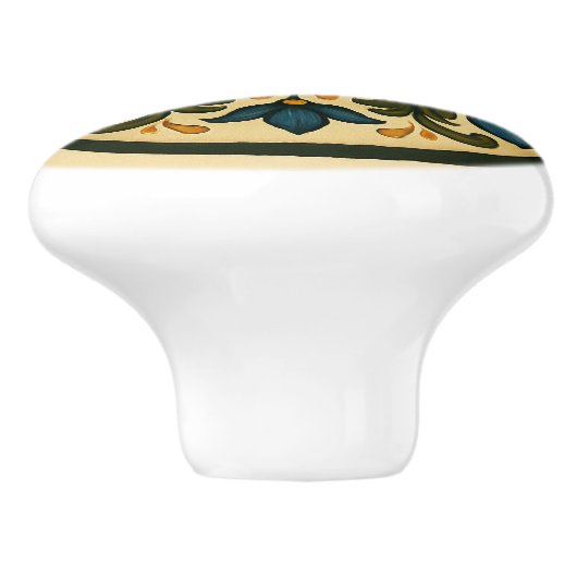 Bayerische Tole-Painting-Style-Cottage Keramikknauf (Seitenansicht)