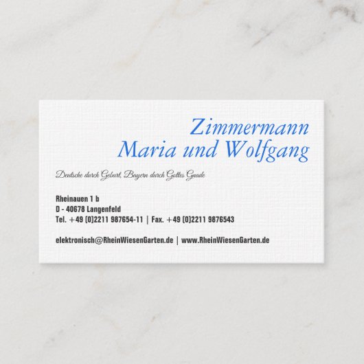 Bayerische Visitenkarte (Vorderseite)