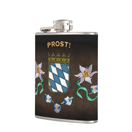 Bayerische Wappen "Prost!" Hüftkolben Flachmann (Links)