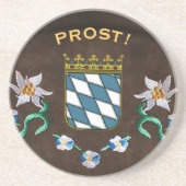 Bayerische Wappen "Prost!" Sandstein Untersetzer (Vorne)