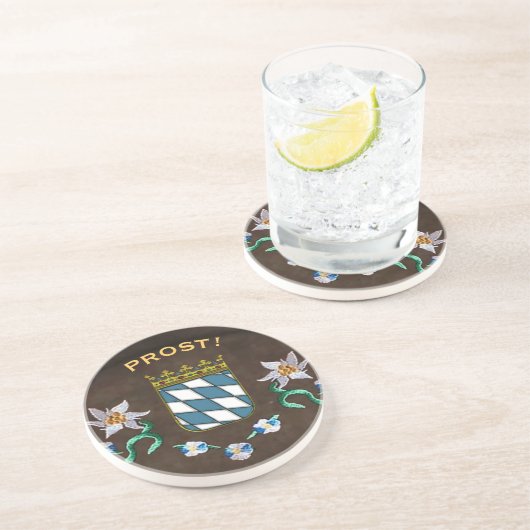 Bayerische Wappen "Prost!" Sandstein Untersetzer (Seite)
