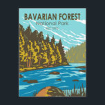 Bayerischer Wald-Nationalpark Deutschland Vintag Postkarte<br><div class="desc">Bayerischer Wald Vektorgrafik Design. Es liegt im östlichen Bayerischen Wald direkt an der deutschen Grenze zur Tschechischen Republik und ist der erste Nationalpark in Deutschland.</div>