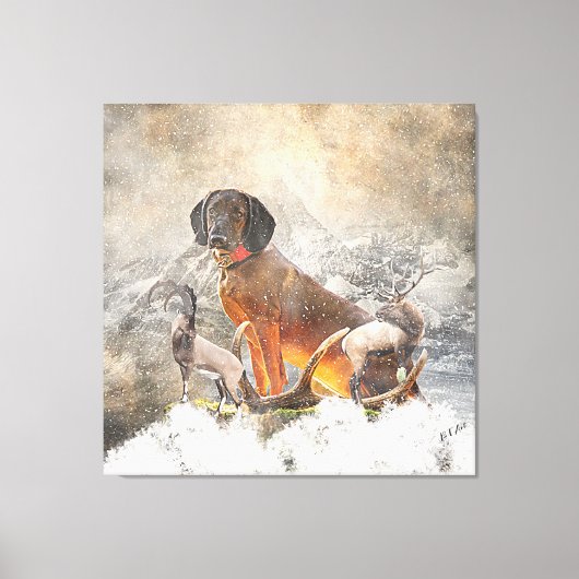 Bayerisches Berghaus, Kunst Leinwanddruck (Vorderseite)