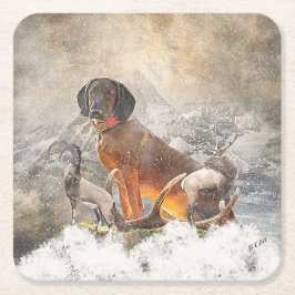 Bayerisches Berghaus, Kunst Rechteckiger Pappuntersetzer