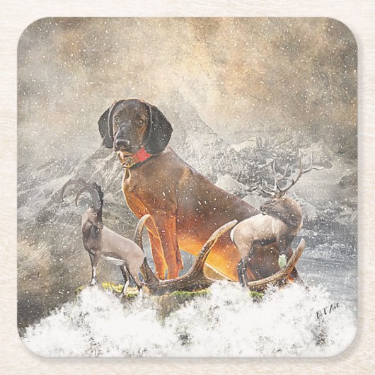 Bayerisches Berghaus, Kunst Rechteckiger Pappuntersetzer (Vorderseite)