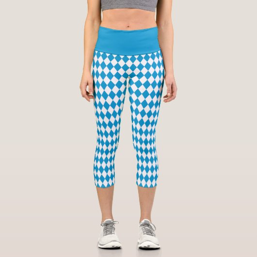 Bayerisches Flaggenmuster Oktoberfest Capri Leggings (Vorderseite)