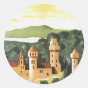 Bayern, Deutschland, Deutsches Schloss Vintage Rei Runder Aufkleber