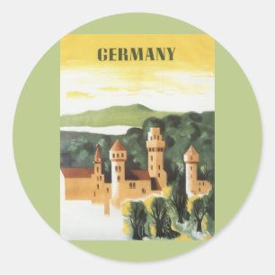 Bayern, Deutschland, Deutsches Schloss Vintage Rei Runder Aufkleber