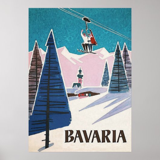 Bayern Deutschland, Vintages Skiposter Poster (Vorne)