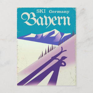 Bayern Deutschland Vintages Skiurlaub-Poster Postkarte