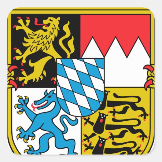 Bayern (Deutschland) Wappen Quadratischer Aufkleber (Vorderseite)