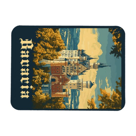 Bayern entdecken: Schloss Neuschwanstein Magnet (Horizontal)