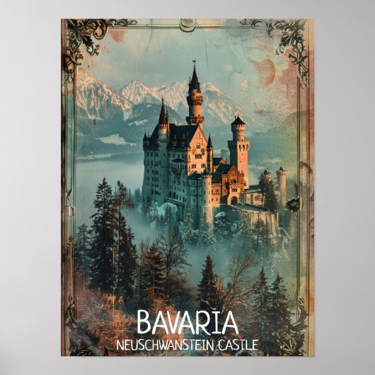 Bayern Neuschwanstein Schloss Vintage Poster (Vorne)