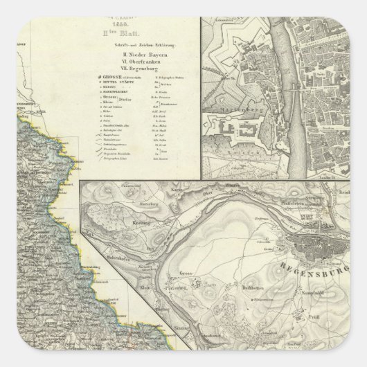 Bayern, Regensburg Quadratischer Aufkleber (Vorderseite)