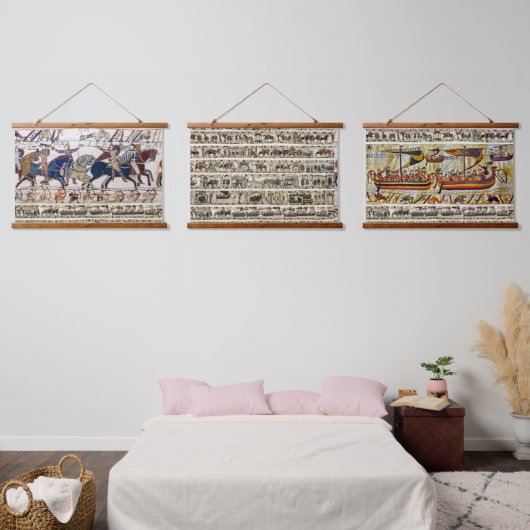 BAYEUX STEUER 1066 NORMAN KNIGHTS AND ARCHERS WANDTEPPICH MIT HOLZRAHMEN (Schlafzimmer)