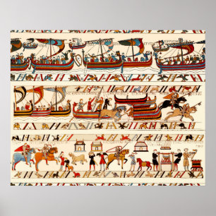 BAYEUX STEUERN 1066,NORMAN KNIGHTS,VIKING SHIPS POSTER