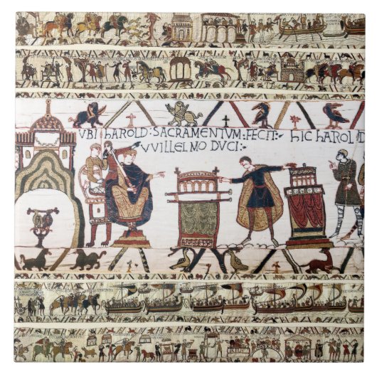 BAYEUX TAPESTRY Harold Eid zum Heiligen Relikt Fliese (Vorderseite)