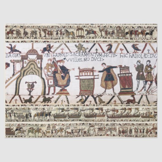 BAYEUX TAPESTRY Harold Eid zum Heiligen Relikt Seidenpapier (Vorderseite)