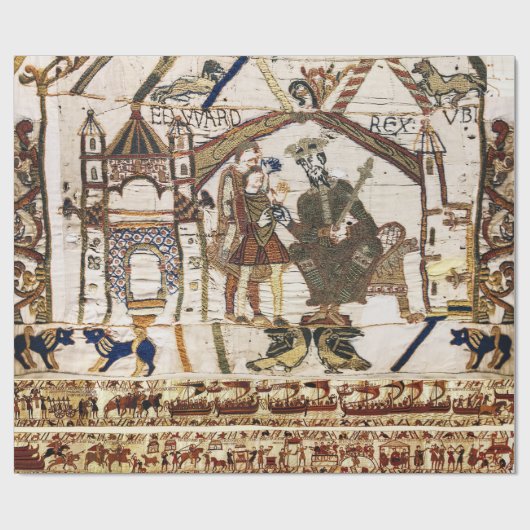 BAYEUX TAPESTRY King Edward Confessor und Harold Geschenkpapier (Flach)
