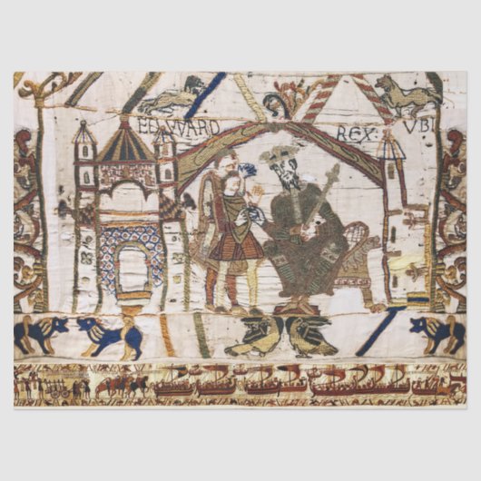 BAYEUX TAPESTRY King Edward Confessor und Harold Seidenpapier (Vorderseite)