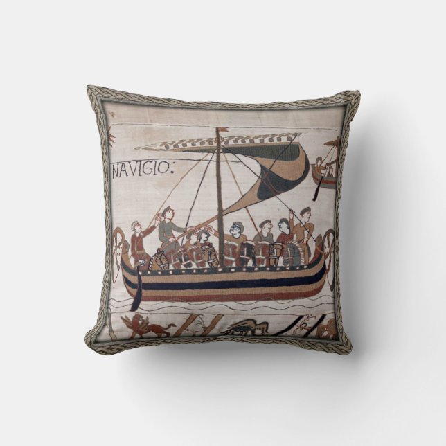 Bayeux Tapestry Norman Warship Throw Kissen (Vorderseite)