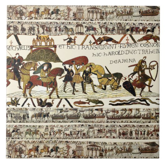 BAYEUX TAPESTRY Wilhelm bei Mont Saint-Michel Fliese (Vorderseite)