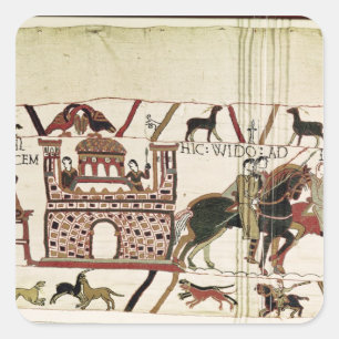 Bayeux-Tapisserie-Graf Harold zu Herzog von Quadratischer Aufkleber