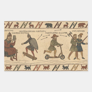 Bayeux-Teppich-Parodie Rechteckiger Aufkleber