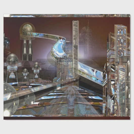 Baylene Moderne Architektur Stadt Elegant Geschenkpapier (Flach)