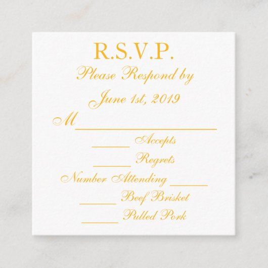 Baylor Gold und White Response RSVP Cards Begleitkarte (Vorderseite)