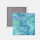 Bayon Face Blue Magnet (Vorderseite/Rückseite)