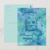 Bayon Face Blue Postkarte (Vorne/Hinten)