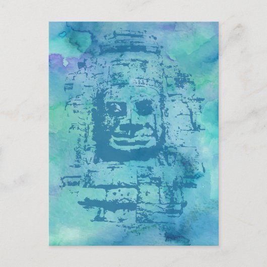Bayon Face Blue Postkarte (Vorderseite)