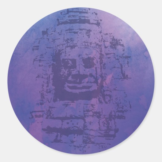 Bayon Face Lila Runder Aufkleber (Vorderseite)