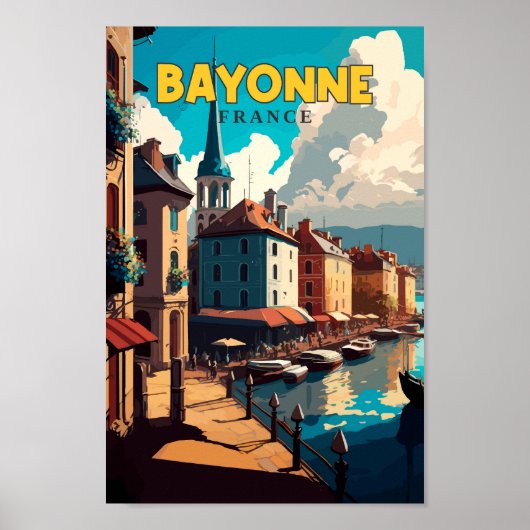 Bayonne France Travel Art Vintag Poster (Vorne)