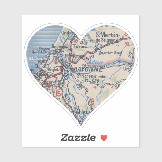 Bayonne France Vintag Karte Aufkleber (Blatt)